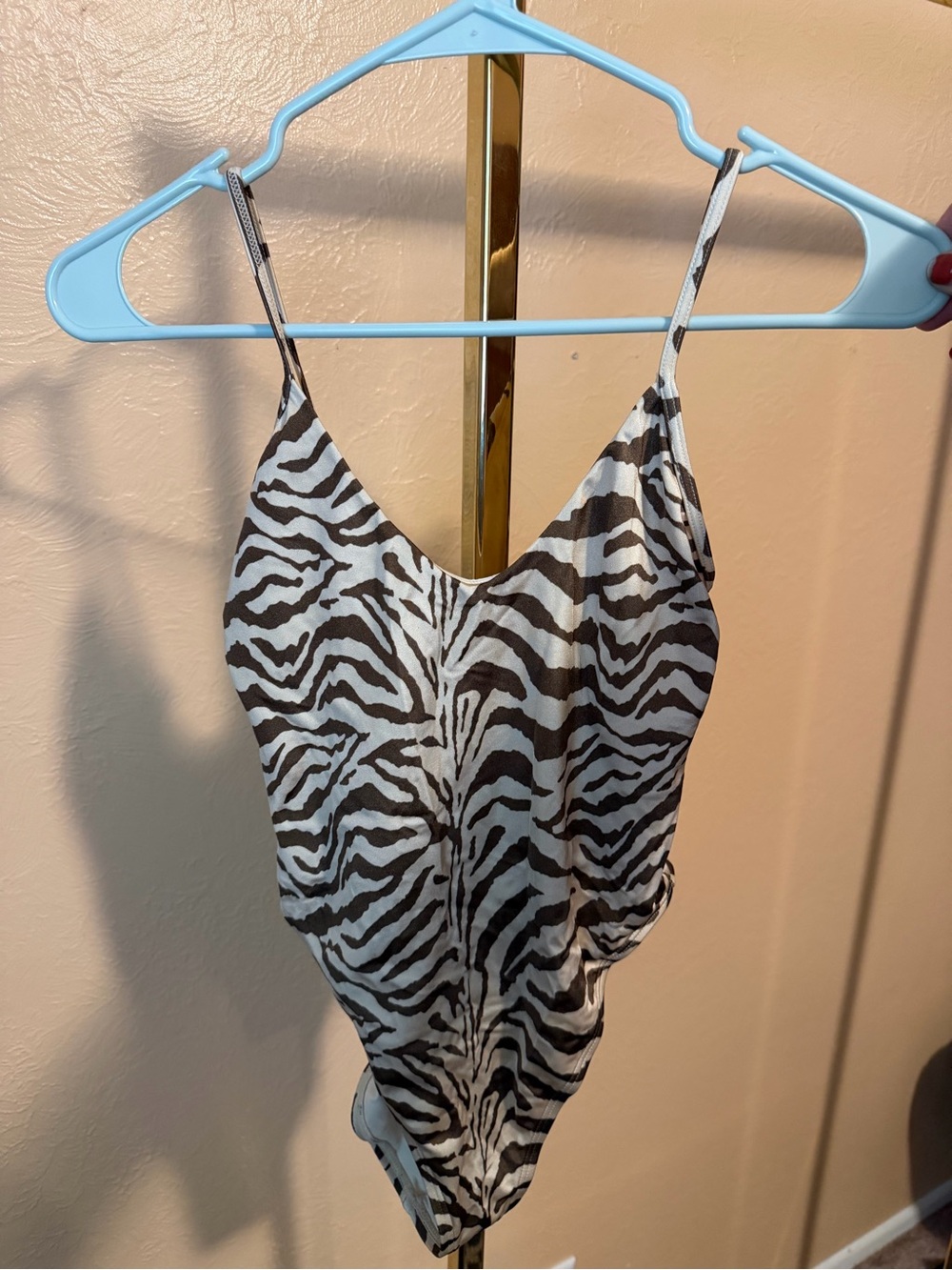 Zebra-Print One-Piece Swimsuit - Black & White